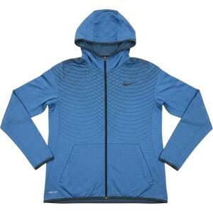 Nike Dri-FIT Men's Blue Heather Full Zip Training Hoodie Large L Thumbholes